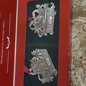 NIB Longaberger Pewter Basket Holiday Charms Ornaments 200